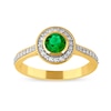 Thumbnail Image 0 of 5.0mm Emerald and 0.20 CT. T.W. Diamond Frame Ring in 10K Gold
