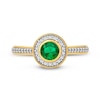 Thumbnail Image 2 of 5.0mm Emerald and 0.20 CT. T.W. Diamond Frame Ring in 10K Gold