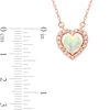 Thumbnail Image 4 of 5.0mm Opal and 0.08 CT. T.W. Diamond Open Frame Vintage-Style Heart Necklace in 10K Rose Gold
