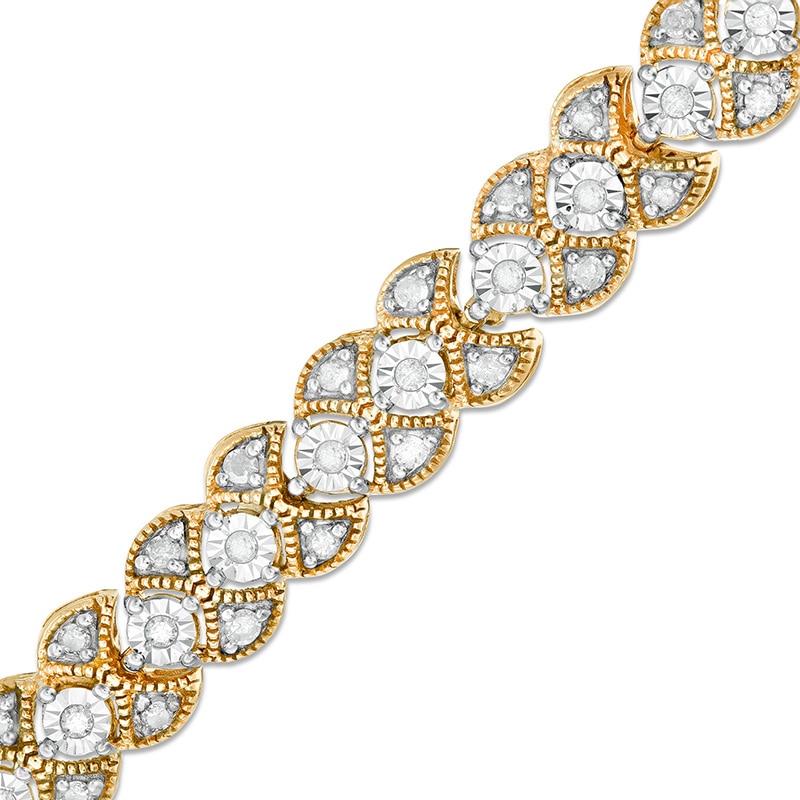0.95 CT. T.W. Diamond Art Deco Vintage-Style Bracelet in 10K Gold - 7.25"