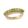 Thumbnail Image 0 of Sideways Baguette Peridot and 0.15 CT. T.W. Diamond Border Five Stone Ring in 10K Gold