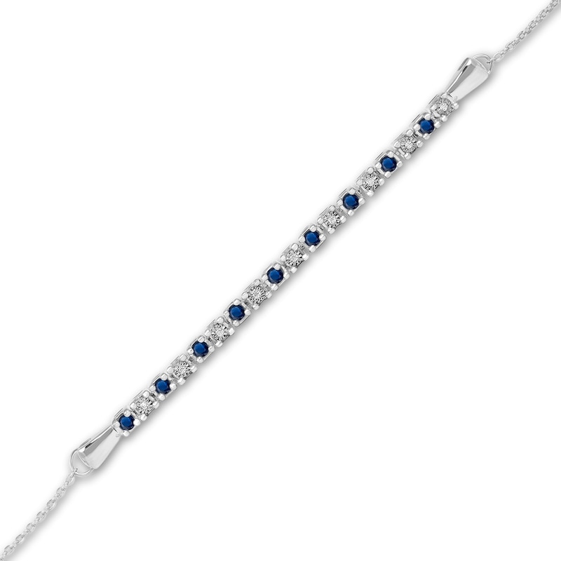 Main Image 2 of Blue Sapphire and Diamond Accent Alternating Bar Bracelet in 10K White Gold - 7.25"