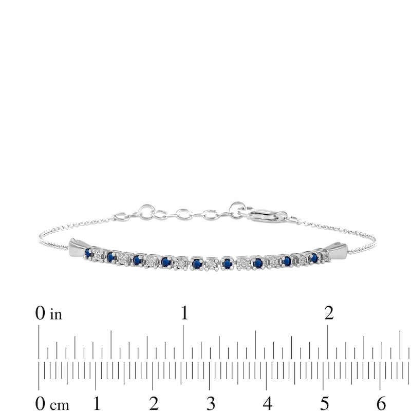 Main Image 3 of Blue Sapphire and Diamond Accent Alternating Bar Bracelet in 10K White Gold - 7.25"