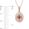 Thumbnail Image 4 of Oval Morganite and 0.25 CT. T.W. Diamond Starburst Double Frame Pendant in 10K Rose Gold