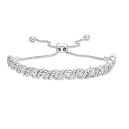 0.95 CT. T.W. Diamond Cascading Bolo Bracelet in 10K White Gold - 9.5"