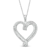 Thumbnail Image 0 of 0.45 CT. T.W. Diamond Double Row Ribbon Heart Pendant in 10K White Gold