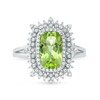 Thumbnail Image 2 of Cushion-Cut Peridot and White Topaz Floral Frame Split Shank Ring in 10K White Gold