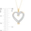 Thumbnail Image 2 of 0.45 CT. T.W. Diamond Double Row Ribbon Heart Pendant in 10K Gold