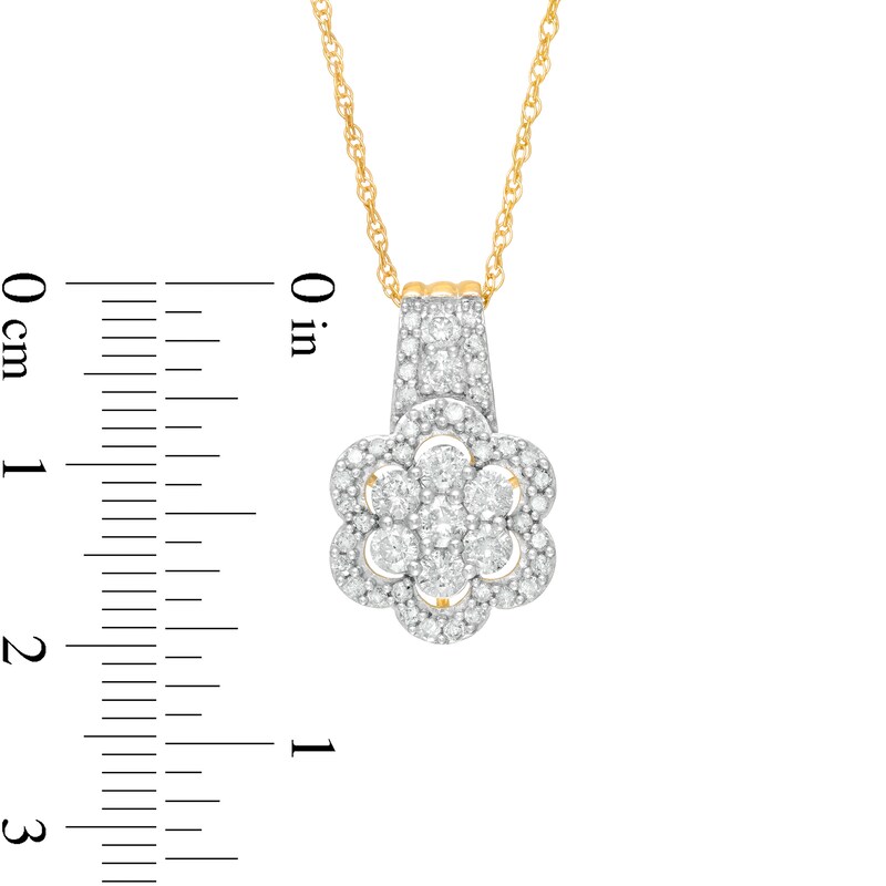 0.95 CT. T.W. Composite Diamond Flower Frame Drop Pendant in 10K Gold