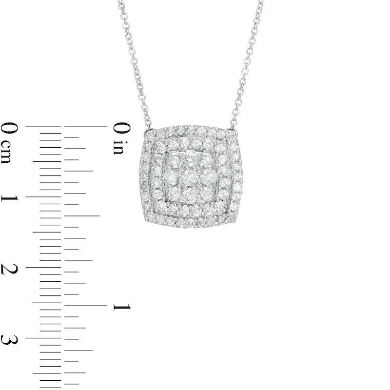 0.95 CT. T.W. Composite Diamond Double Cushion Frame Necklace in 10K White Gold