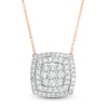 Thumbnail Image 0 of 0.95 CT. T.W. Composite Diamond Double Cushion Frame Necklace in 10K Rose Gold
