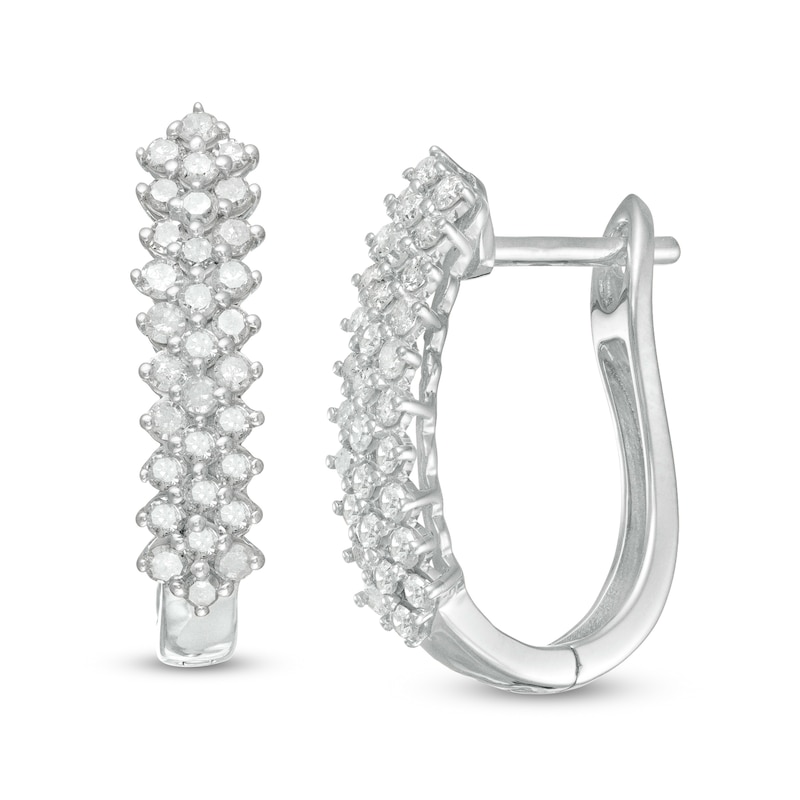 0.95 CT. T.W. Diamond Shadow Hoop Earrings in 10K Gold|Peoples Jewellers