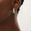 Thumbnail Image 2 of 0.95 CT. T.W. Diamond Shadow Hoop Earrings in 10K White Gold
