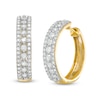 Thumbnail Image 0 of 0.95 CT. T.W. Diamond Triple Row Hoop Earrings in 10K Gold