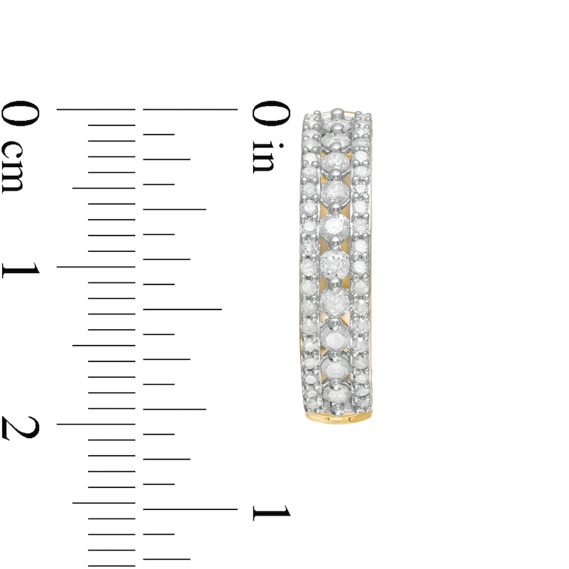 Main Image 3 of 0.95 CT. T.W. Diamond Triple Row Hoop Earrings in 10K Gold