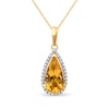 Thumbnail Image 1 of Pear-Shaped Citrine and 0.10 CT. T.W. Diamond Frame Pendant in 10K Gold