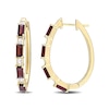 Thumbnail Image 1 of Baguette Garnet and White Topaz Alternating Oval Hoop Earrings in Sterling Silver with Yellow Rhodium