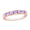 Thumbnail Image 0 of Baguette Amethyst and 0.07 CT. T.W. Diamond Quad Alternating Ring in 10K Rose Gold