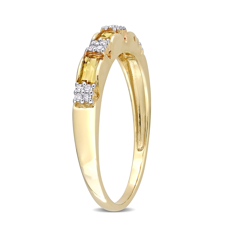 Baguette Citrine and 0.07 CT. T.W. Diamond Quad Alternating Ring in 10K ...