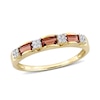 Thumbnail Image 0 of Baguette Garnet and 0.07 CT. T.W. Diamond Quad Alternating Ring in 10K Gold