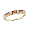 Thumbnail Image 1 of Baguette Garnet and 0.07 CT. T.W. Diamond Quad Alternating Ring in 10K Gold