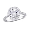 Thumbnail Image 1 of 8.0mm Lab-Created White Sapphire Frame Ring in Sterling Silver
