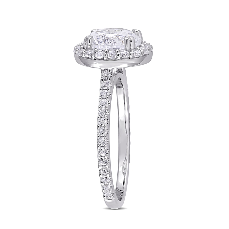 Main Image 3 of 8.0mm Lab-Created White Sapphire Frame Ring in Sterling Silver