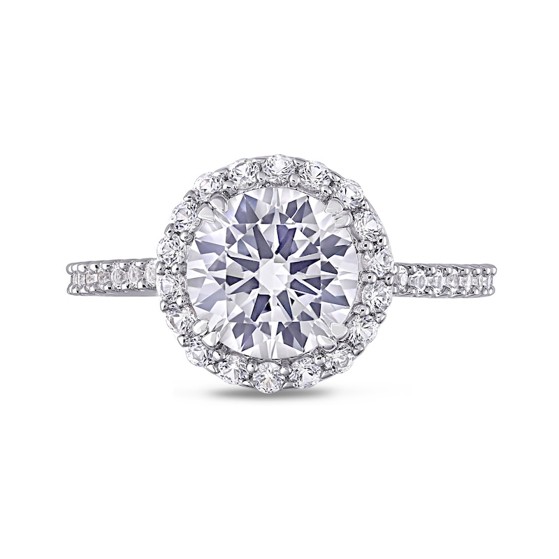 Main Image 4 of 8.0mm Lab-Created White Sapphire Frame Ring in Sterling Silver