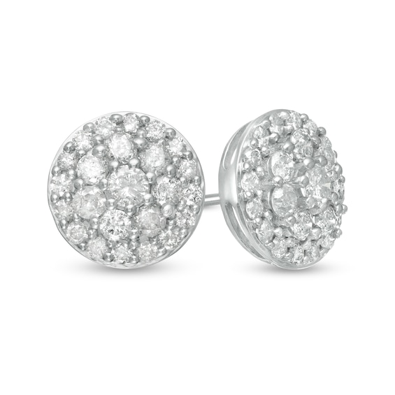 0.95 CT. T.W. Multi-Diamond Circle Stud Earrings in 10K Gold