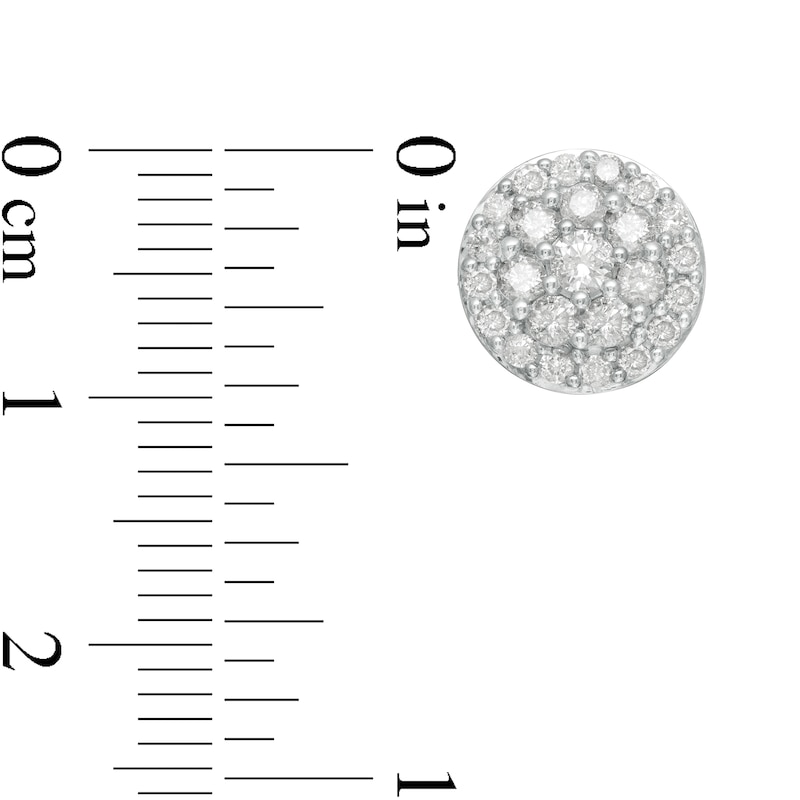 Main Image 3 of 0.95 CT. T.W. Multi-Diamond Circle Stud Earrings in 10K Gold