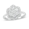 Thumbnail Image 1 of 0.95 CT. T.W. Composite Diamond Flower Frame Ring in 10K White Gold