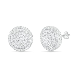 0.95 CT. T.W. Composite Diamond Triple Frame Stud Earrings in 10K White Gold