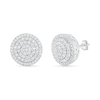0.95 CT. T.W. Composite Diamond Triple Frame Stud Earrings in 10K White Gold