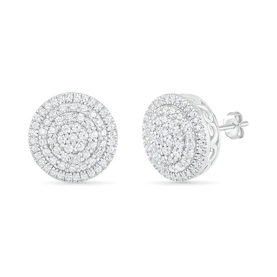 0.95 CT. T.W. Composite Diamond Triple Frame Stud Earrings in 10K White Gold