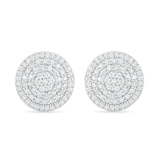 0.95 CT. T.W. Composite Diamond Triple Frame Stud Earrings in 10K White Gold