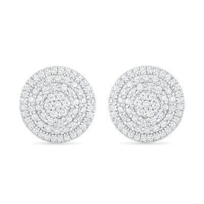 0.95 CT. T.W. Composite Diamond Triple Frame Stud Earrings in 10K White Gold
