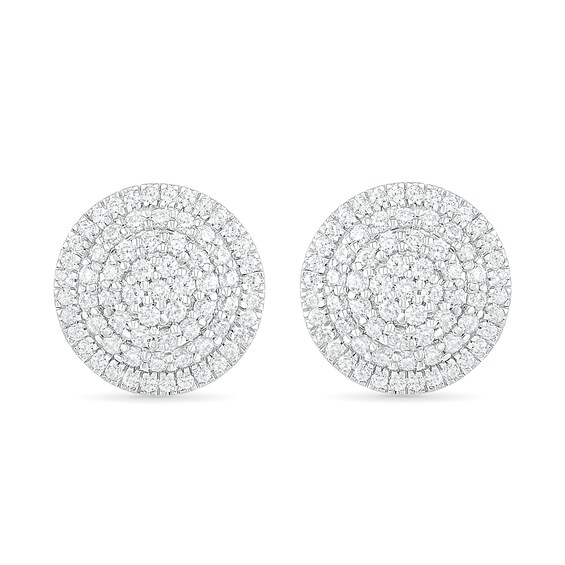 0.95 CT. T.W. Composite Diamond Triple Frame Stud Earrings in 10K White Gold