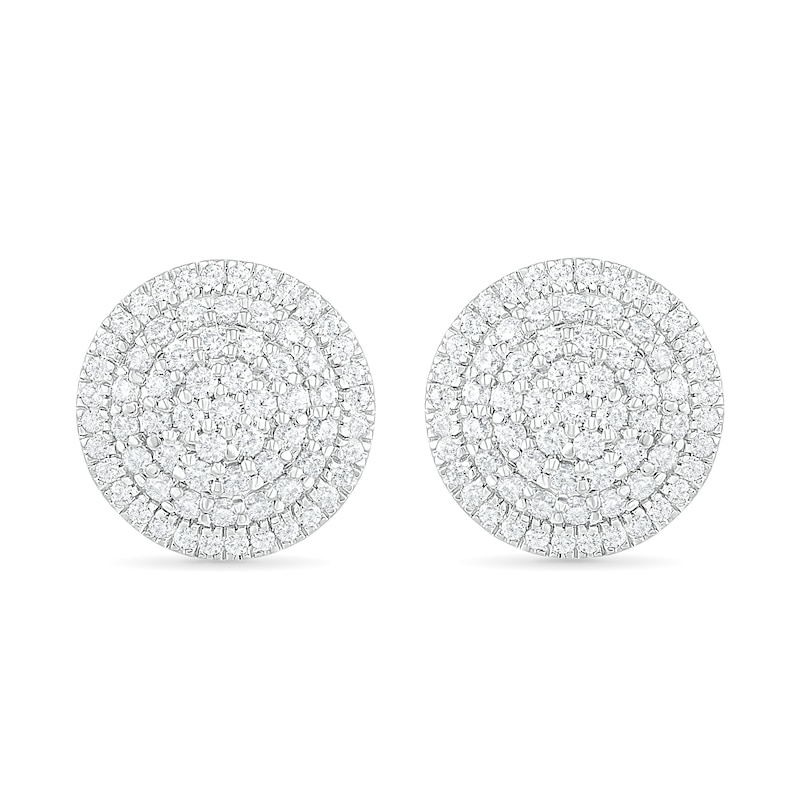 0.95 CT. T.W. Composite Diamond Triple Frame Stud Earrings in 10K White Gold