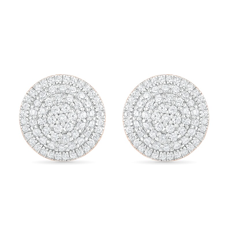0.95 CT. T.W. Composite Diamond Triple Frame Stud Earrings in 10K Rose Gold