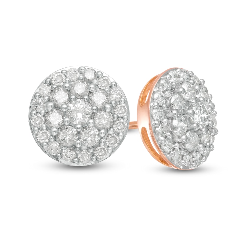 0.95 CT. T.W. Composite Diamond Circle Stud Earrings in 10K Rose Gold