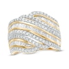 Thumbnail Image 1 of 1.45 CT. T.W. Diamond Multi-Row Waves Ring in 10K Gold