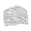 Thumbnail Image 0 of 1.45 CT. T.W. Baguette and Round Diamond Alternating Waves Ring in 10K White Gold