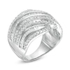 Thumbnail Image 2 of 1.45 CT. T.W. Baguette and Round Diamond Alternating Waves Ring in 10K White Gold