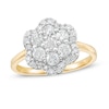 Thumbnail Image 0 of 0.95 CT. T.W. Composite Diamond Flower Frame Ring in 10K Gold