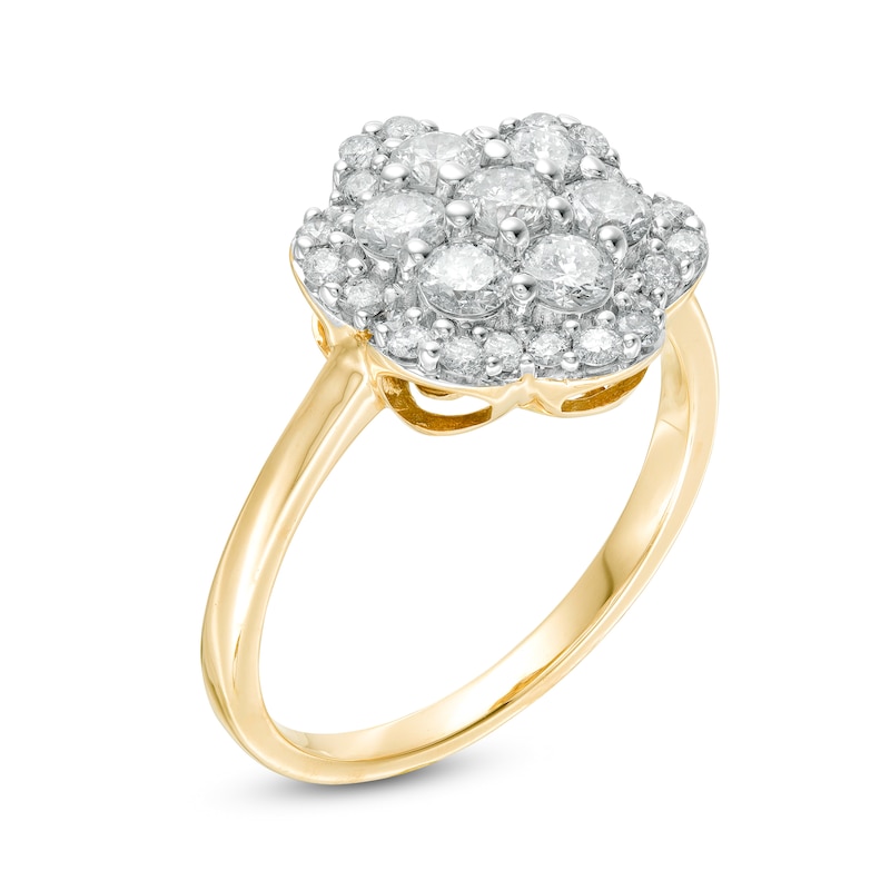 0.95 CT. T.W. Composite Diamond Flower Frame Ring in 10K Gold