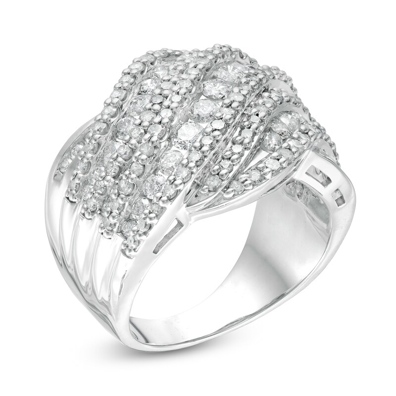 1.95 CT. T.W. Diamond Multi-Row Crossover Ring in 10K White Gold
