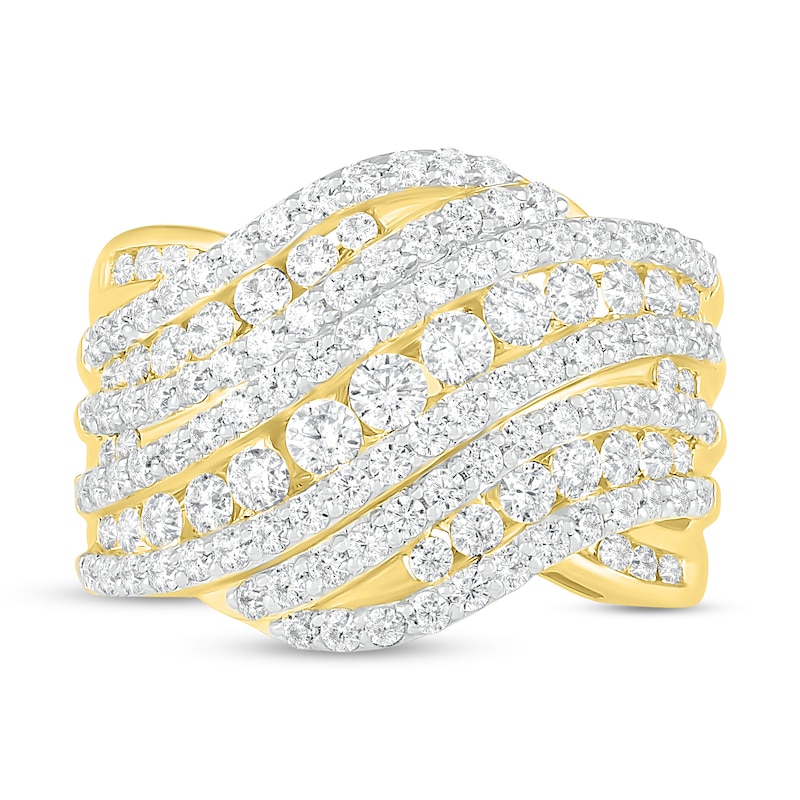 1.95 CT. T.W. Diamond Multi-Row Crossover Ring in 10K Gold