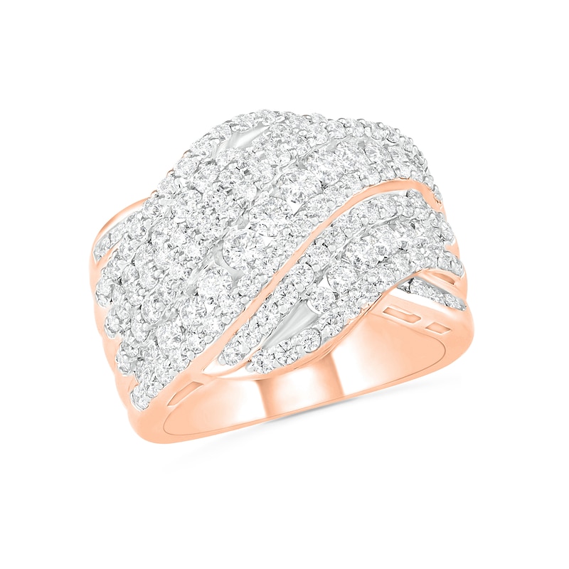 1.95 CT. T.W. Diamond Multi-Row Crossover Ring in 10K Rose Gold