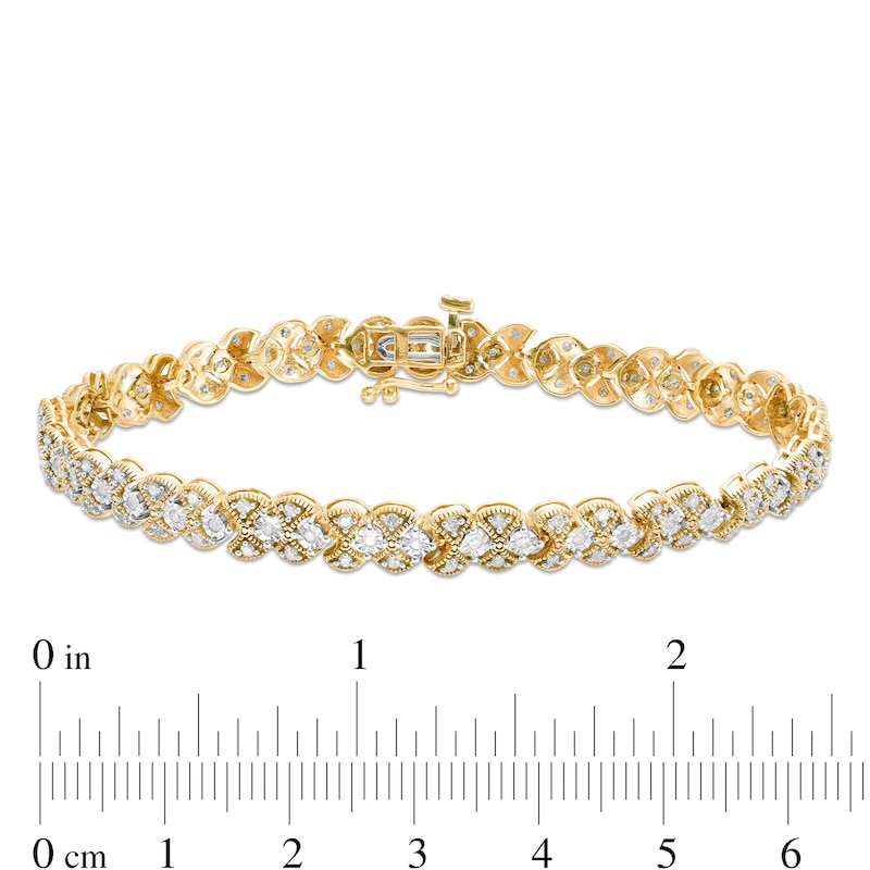 Main Image 4 of 0.95 CT. T.W. Diamond Art Deco Vintage-Style Bracelet in 10K Gold - 7.25"