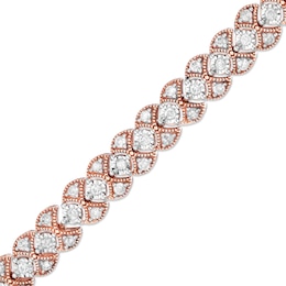 1.95 CT. T.W. Diamond Art Deco Vintage-Style Bracelet in 10K Rose Gold - 7.25&quot;